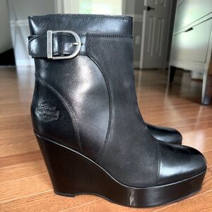 Harley Davidson 4” black wedge boots size 10 NWT